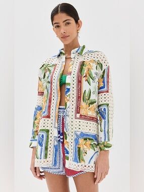 NWT Farm Rio Tropical Destination Crochet Shirt
